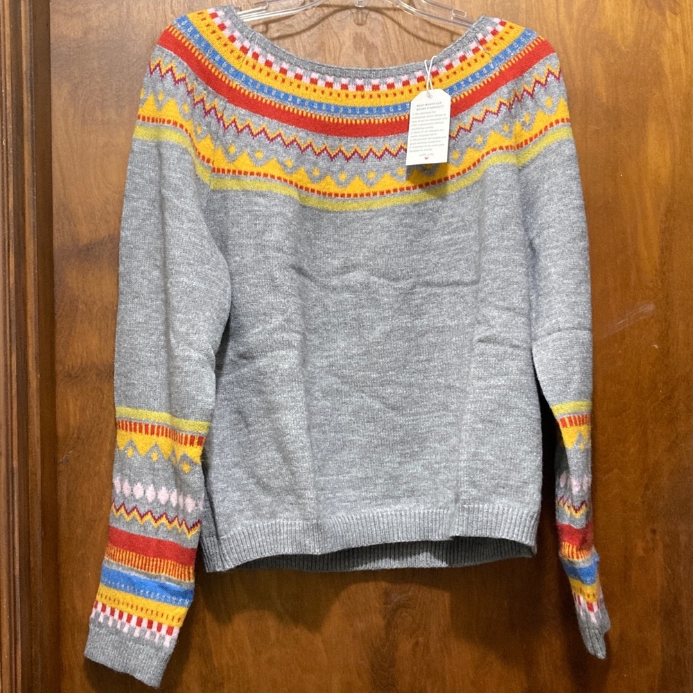 Vibrant Gray Multicolor Women's Sweater